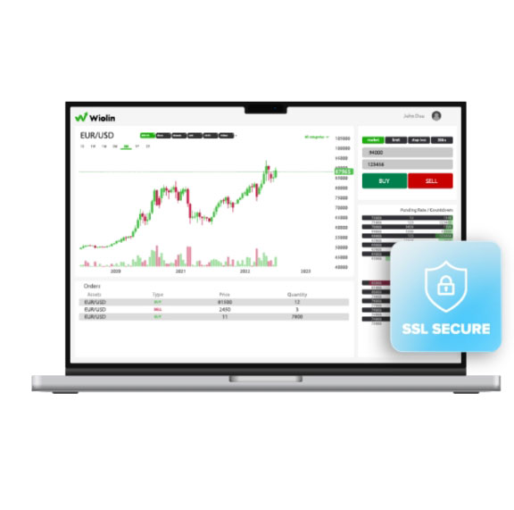 trading platform on laptop